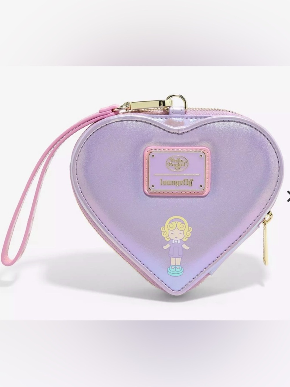 NWT Loungefly Polly Pocket Glittery Heart-Shaped Zip Wallet - Picture 2 of 7